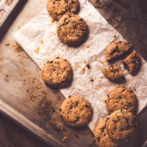 Topview,Of,Homemade,Chocolate,Cookies,On,Coockie,Sheet,And,Bakery